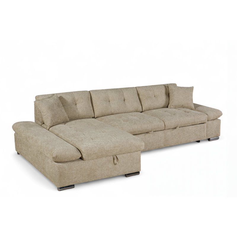 Aayush 4 Seater Sofa Bed, Beige, Left Hand Facing