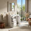 Ensemble de meuble-lavabo 30 po avec lavabo en céramique, meuble de rangement pour salle de bain avec cadre en bois massif, ensemble de meuble-lavabo autoportant avec 3 tiroirs et portes à fermeture douce-576806945-576806974