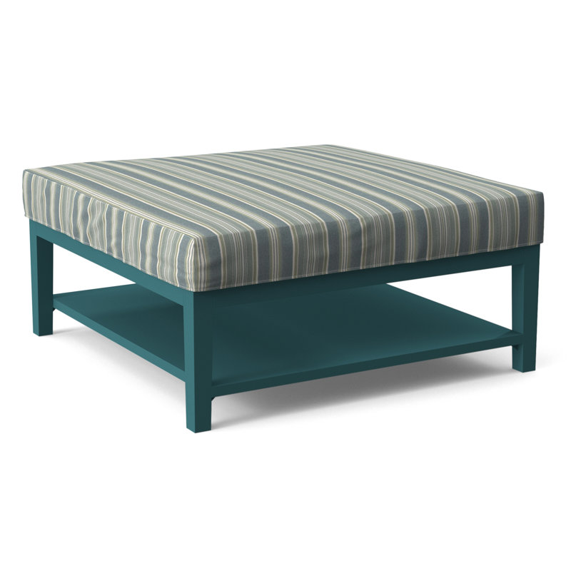 Hammond Square Ottoman, Green and Blue Stripe; 0252-54, Celery Finish