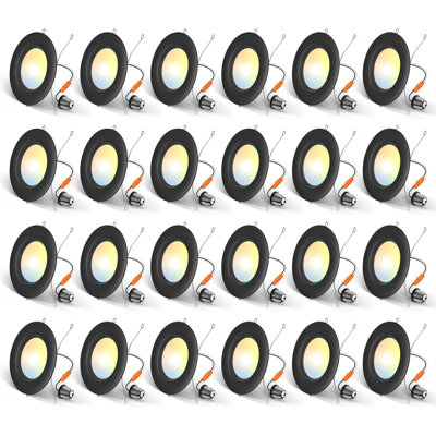 Paquet de 6 plafonniers encastrés à DEL de 5 po avec 5 jauges minces réglables avec boîte de jonction, 12 W, 1050LM, IRC élevé RA80, 2700K-5000K, 5 à 100% à intensité variable, homologué ETL IC, pour le salon, la cuisine, la salle de bain et le bureau