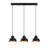 Industrial Scandinavian Chandelier, Black Metal Body, 43.3 x 15.7 inches | Adjustable Height, Cap Diameter: 7.9 inches | 3 x E27 Sockets (Max 40W) | Stylish Lighting for Modern Home Decor & Dining Spaces-1561506575