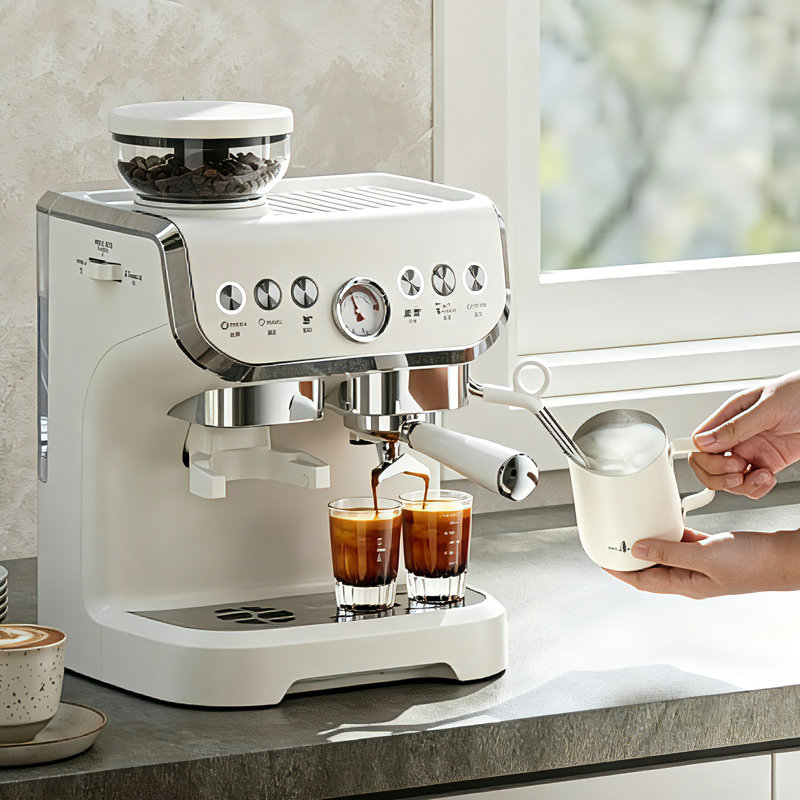 Semi-Automatic Espresso Machine with Built-in Grinder