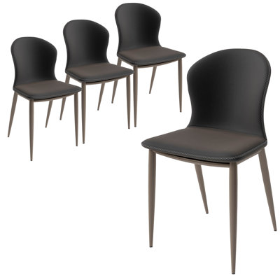 Leisuremod Mosaic Modern Accent Dining Chair Upholstered Fabric Side Chair Set Of 4 by LeisureMod