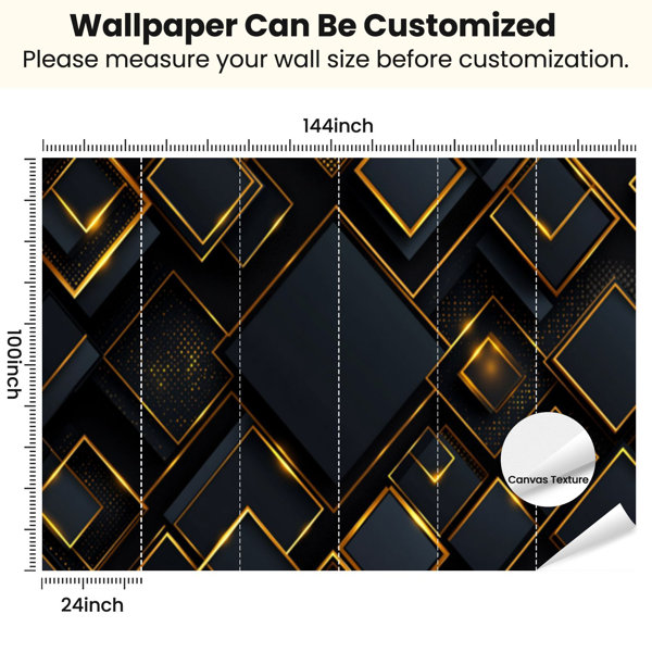 Mercer41 Peel and Stick Canvas Wallpaper Wall Mural Black Gold ...