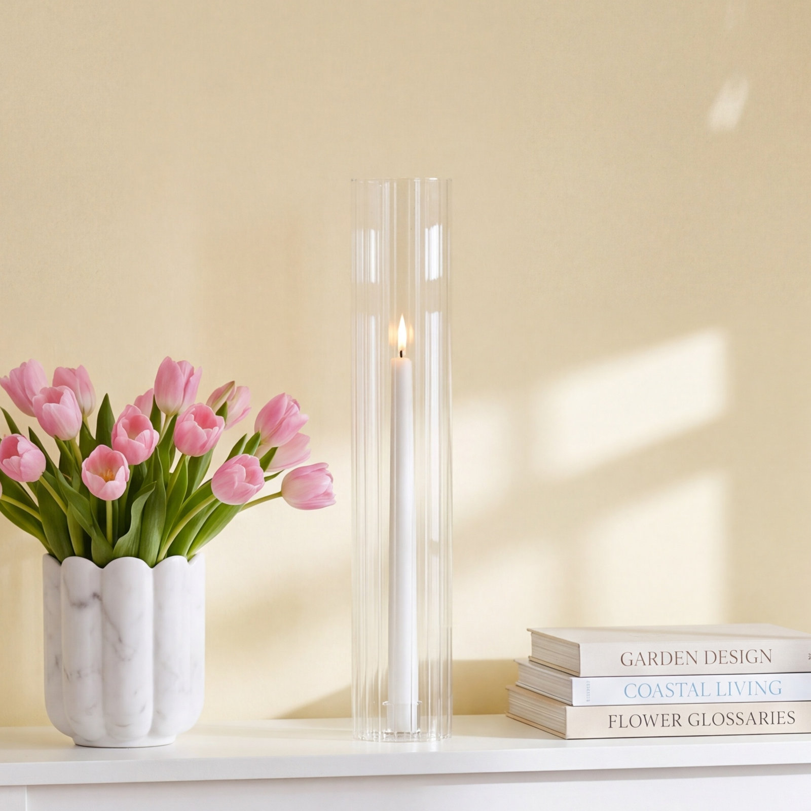 Aric Glass Hurricane Candle Holder, 22" H x 3.5" W x 3.5" D