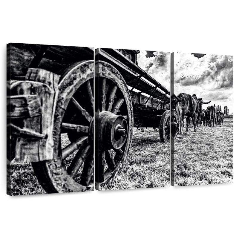 Mehar Bullocks Pulling A Wagon, 48" H x 74" W