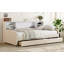 Lit plateforme tapissier avec rangement et tiroirs