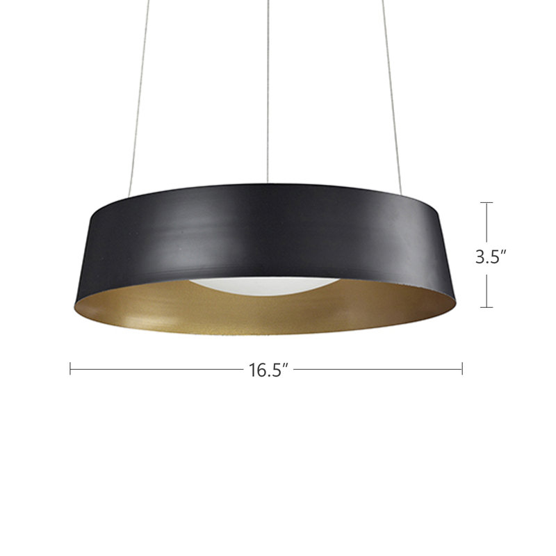 Sampson 1 - Light LED Pendant, Black/Gold