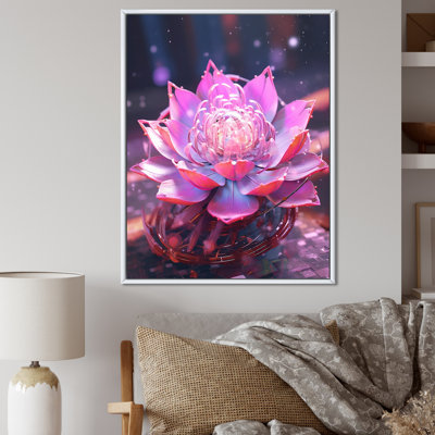 «Radiant Pink Blossoming Lotus Luminescent I» sur toile