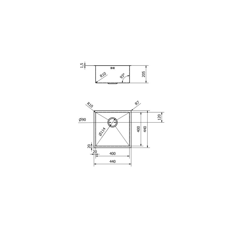 Victorina Belfry Kitchen 440 mm W Single Bowl Stainless Steel Drop-In Kitchen Sink