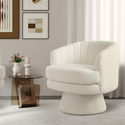 Romriell 29" Wide Modern Soft Upholstered Swivel Barrel Chair by Wade Logan