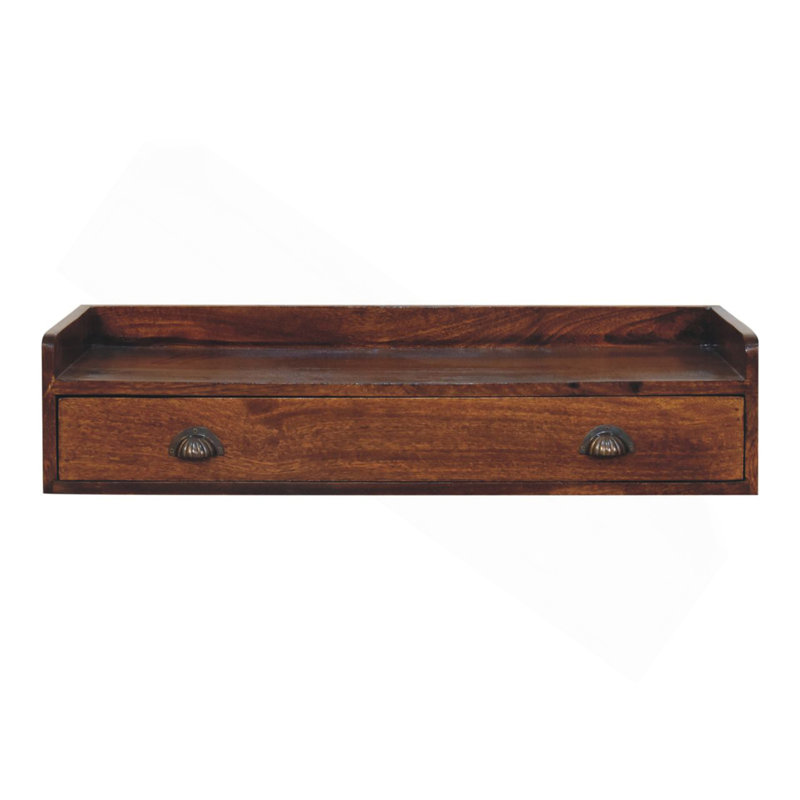 Wood Floating Circle Chestnut Bedside
