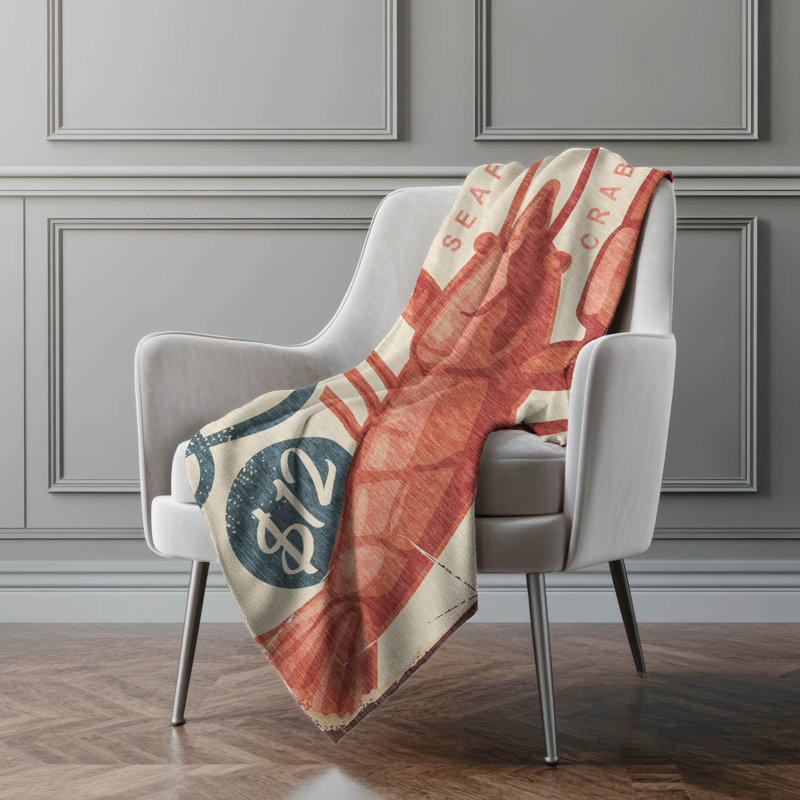 Addison Machine Washable Sherpa Lobster Throw Blanket