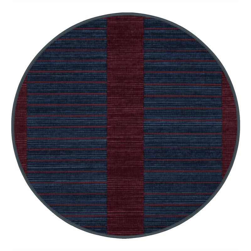 Tapis gris à rayures horizontales lavable à la machine, Rond 4 pi