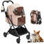 Poussette pliable pour animaux de compagnie pour chats et petits chiens, roues pivotantes à 360 °, capacité de poids de 50 lb