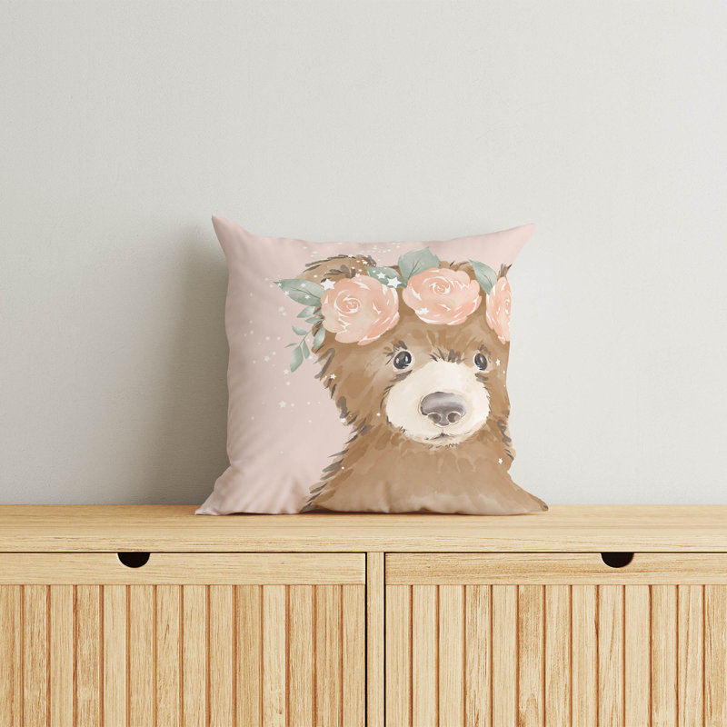 Bearly Pink Throw Pillow, 26"H x 26"W