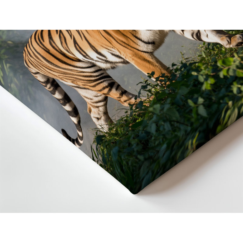 Toile, tigre majestueux, sa fourrure orange vibrante contrastant avec l'art mural, H 30 po x l 40 po