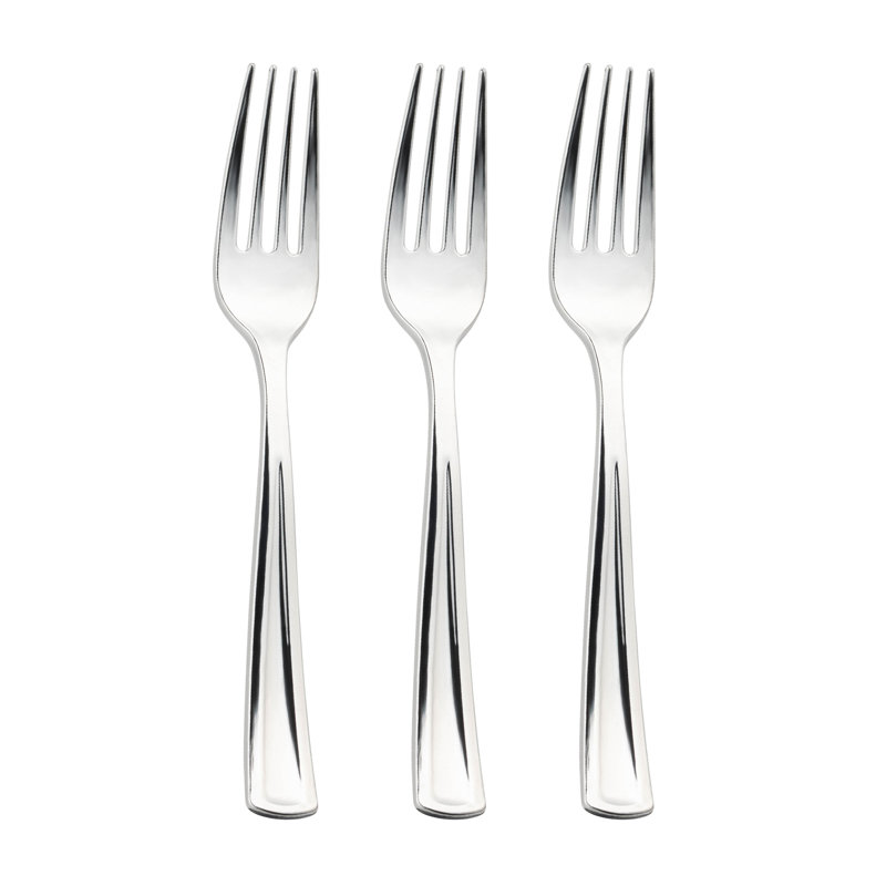 Shiny Metallic Silver Plastic Forks