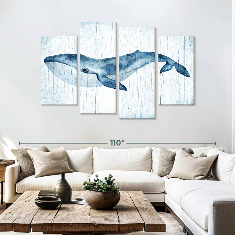 Wooden Blue Whale, 54" H x 84" W