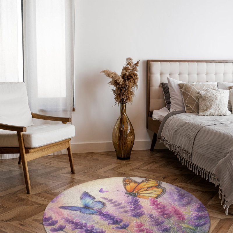 Tapis tressé flottant lavandes, Rond 5 pi
