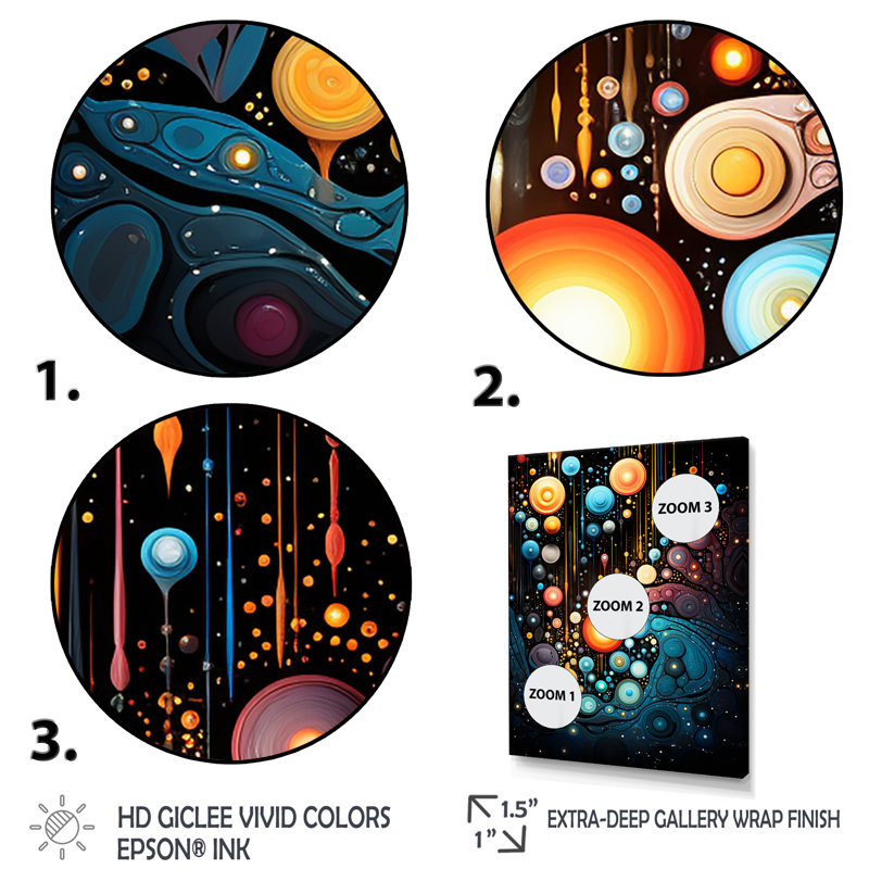 Cosmic Planets Dreams Landscape I - Art mural fantastique, Toile tendue, H 32 po x l 24 po