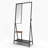 Coat Rack With Mirror, Multifunctional Hall Tree With Shoe Storage,  Aluminum Frame, For Living Room Bedroom 73X32x15 Inches, Industrial Style, Rustic Brown And Black
