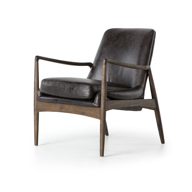 Braden Tufted Armchair, Black Genuine Leather