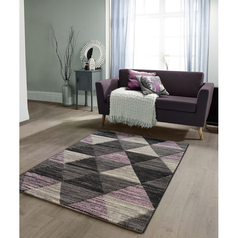 Emanuele Geometric Hand Woven Shag Area Rug, Rectangle 60 x 110cm