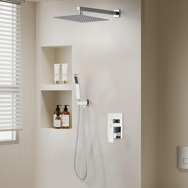 1-Spray Patterns 11.8 In. Wall Mount Dual Fixed And Handheld Shower Head With 1.8 GPM In Chrome