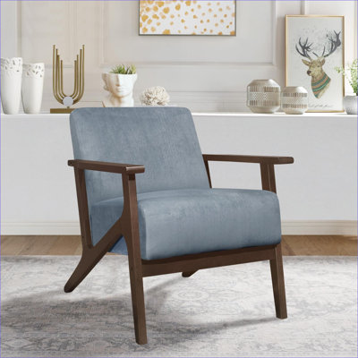 Fauteuil d'appoint bleu (mélange de gris ardoise) pour adultes, siège rembourré et amp; Dossier, assise moderne en bois massif