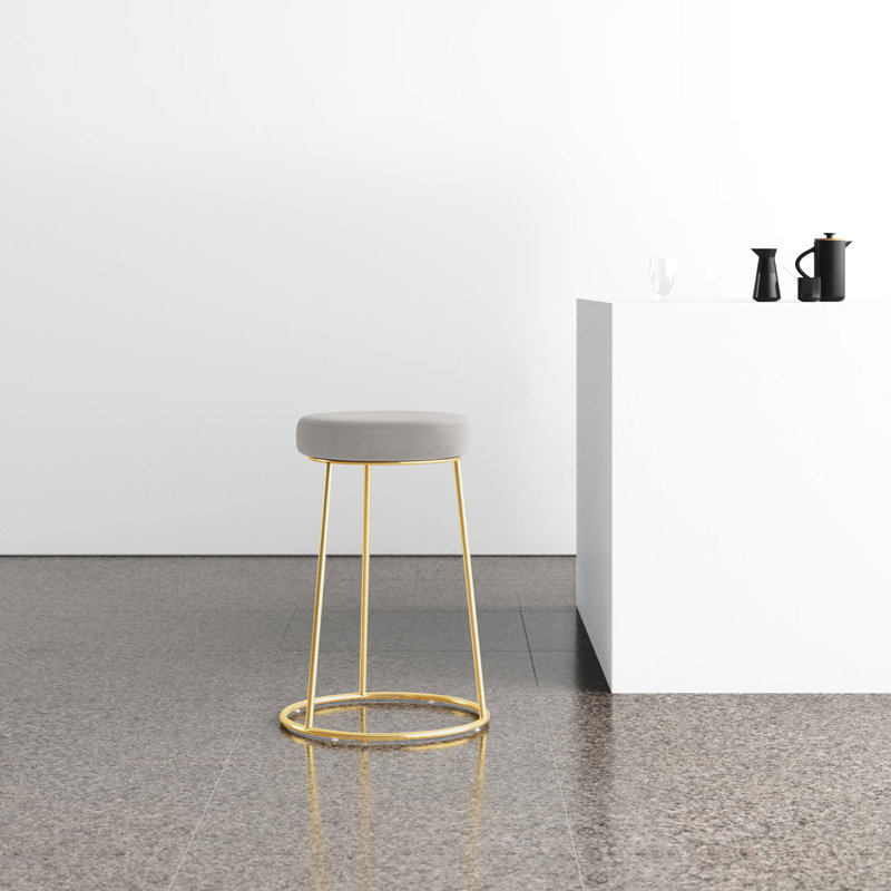 Saroun Upholstered Counter Stool with Metal Frame, Seafoam