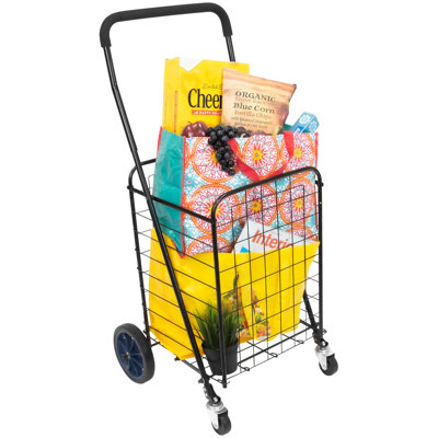Mount-It! Rolling Utility Shopping Cart for Groceries & Other Supplies | Foldable and Easy to Store