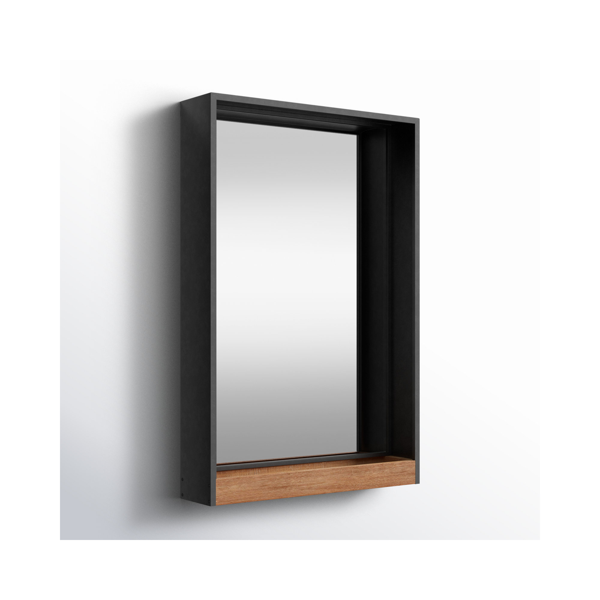 Ronnie Metal Mirror with Shelves, 30" x 20"