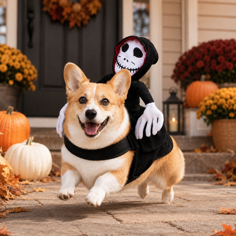 Déguisement de squelette d'Halloween pour chien, 12,6 x 11 pouces