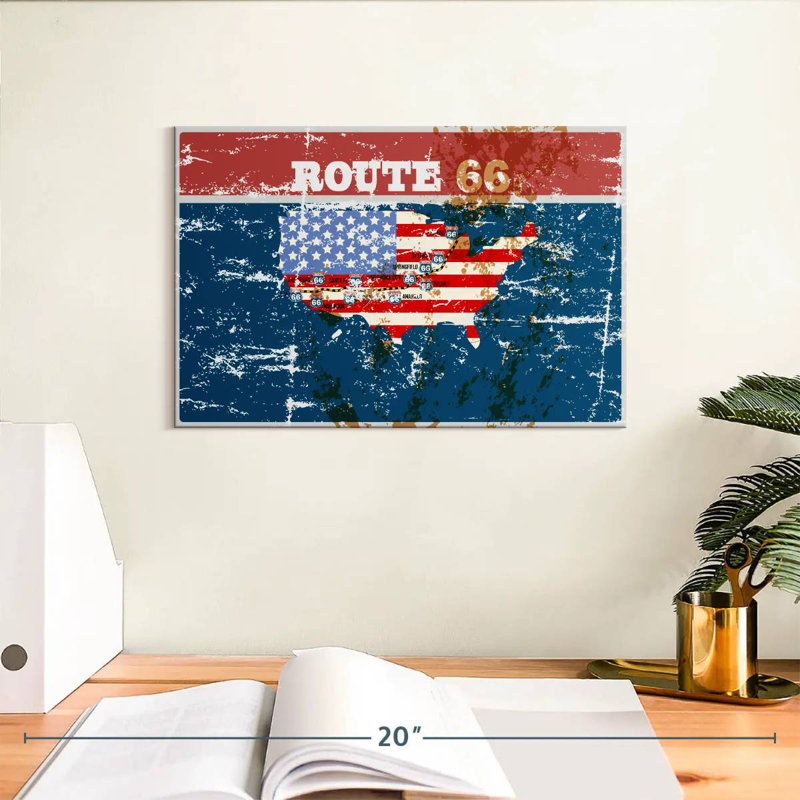 Drapeau américain Aliaz Route 66 - grunge, H 8 po x l 12 po