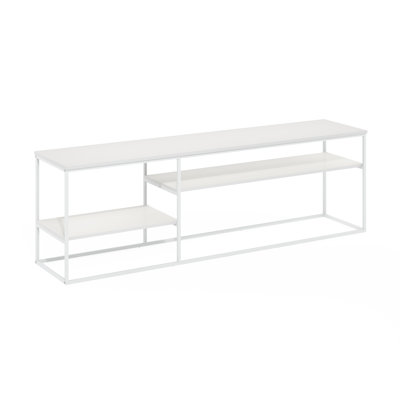 Rhyker Modern Lifestyle TV Stand, Solid White/White