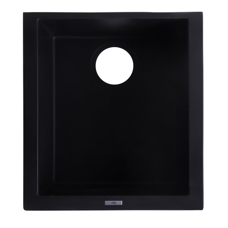 17.75'' L Single Bowl Granite Kitchen Sink, Black