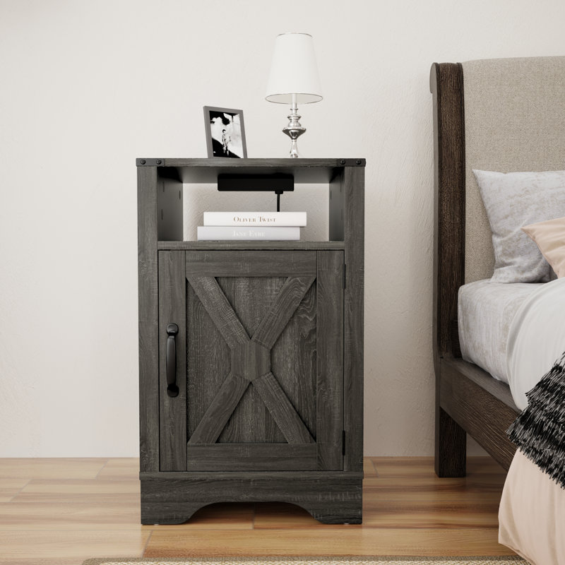 15.75cm W Bedside Table, Grey