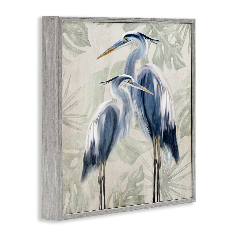 «Heron pair over palms», estampe numérique, conception de Kim Allen, Estampe numérique Farmhouse, H 17 po x l 17 po