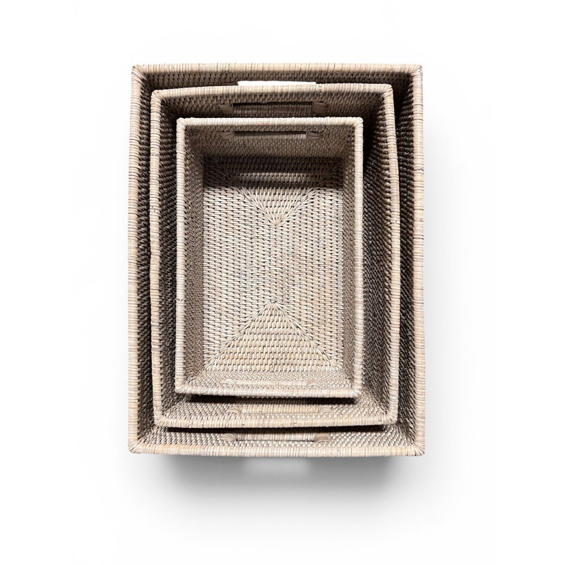 Wicker Decorative Basket Set, White Wash