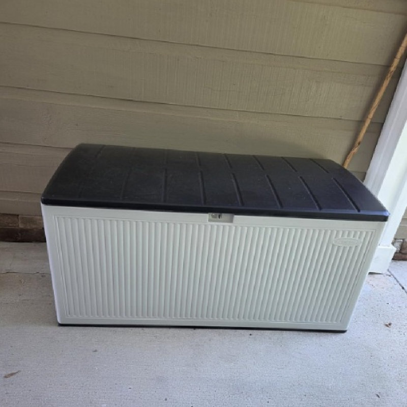 Boîte de rangement 160 gallons pour la maison, petits outils de jardin, blanc et noir
