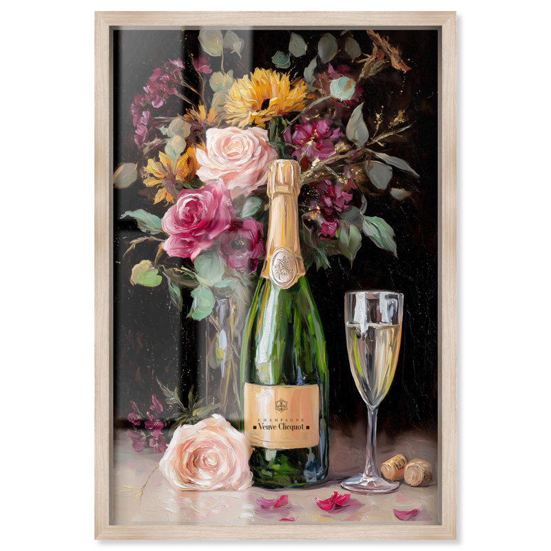 «Champagne Blossom Kitchen Decor Shadowbox» par Art Remedy, H 31 po x l 21 po, Crème, crème