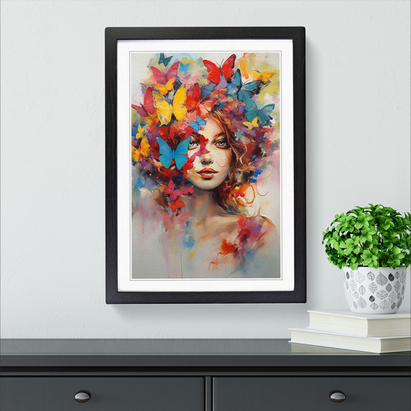 Butterfly Expressionism Art - Framed Print, Black Framed, 64cm H x 46cm W x 2cm D