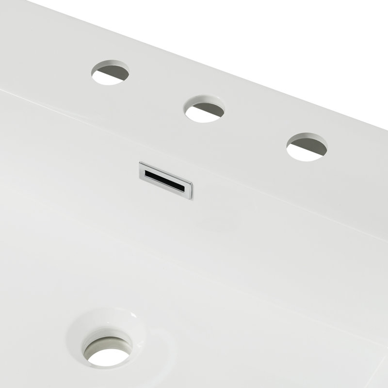 Lavabo en résine 48 po pour meuble-lavabo, lavabo de salle de bain avec 3 trous de robinet, comptoir de meuble-lavabo seulement, blanc éclatant
