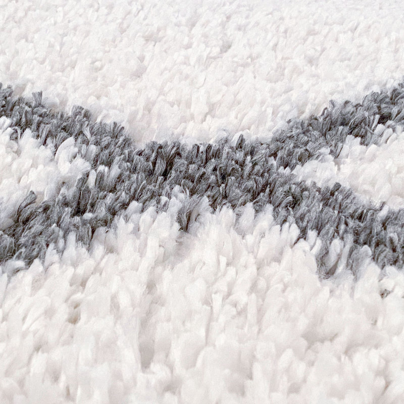 Tapis blanc à poils longs Audet, Rond 5 pi 3 po