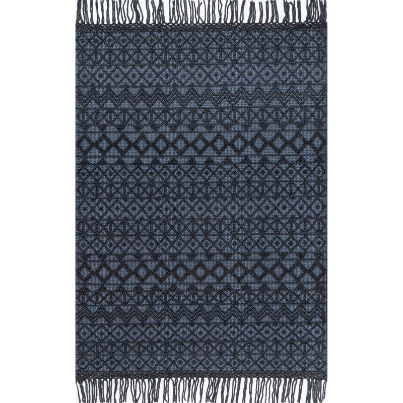Tapis bleu tissé à la main Riemer Southwestern, Rectangle 5 pi x 8 pi