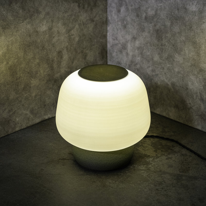 Mushroom 10" White and Light Pink 3D Printed LED Table Lamp