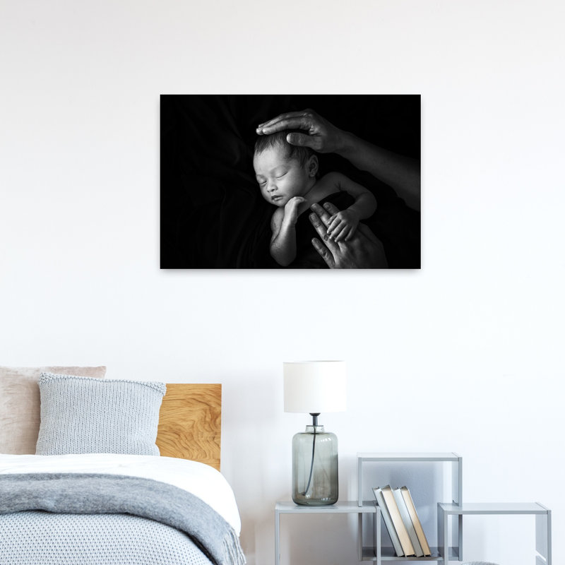 Sleeping Newborn Embrace Peaceful Serene Abstract Portrait Wall Art Print 1 Piece Wrapped Canvas Wall Art