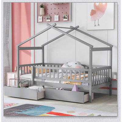 Lit en bois Imaginative avec deux tiroirs, parfait pour les chambres d'enfants et un espace de rangement