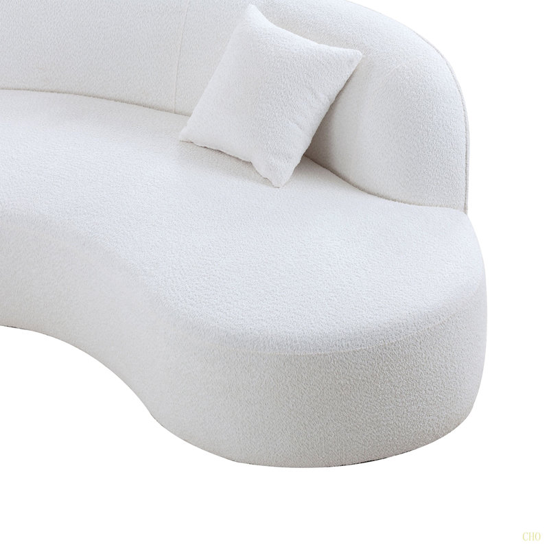 Ensemble de canapé de luxe 2 pièces de style moderne avec dossier courbé et méridienne, canapé modulaire faisant face à la droite, canapé Boucle